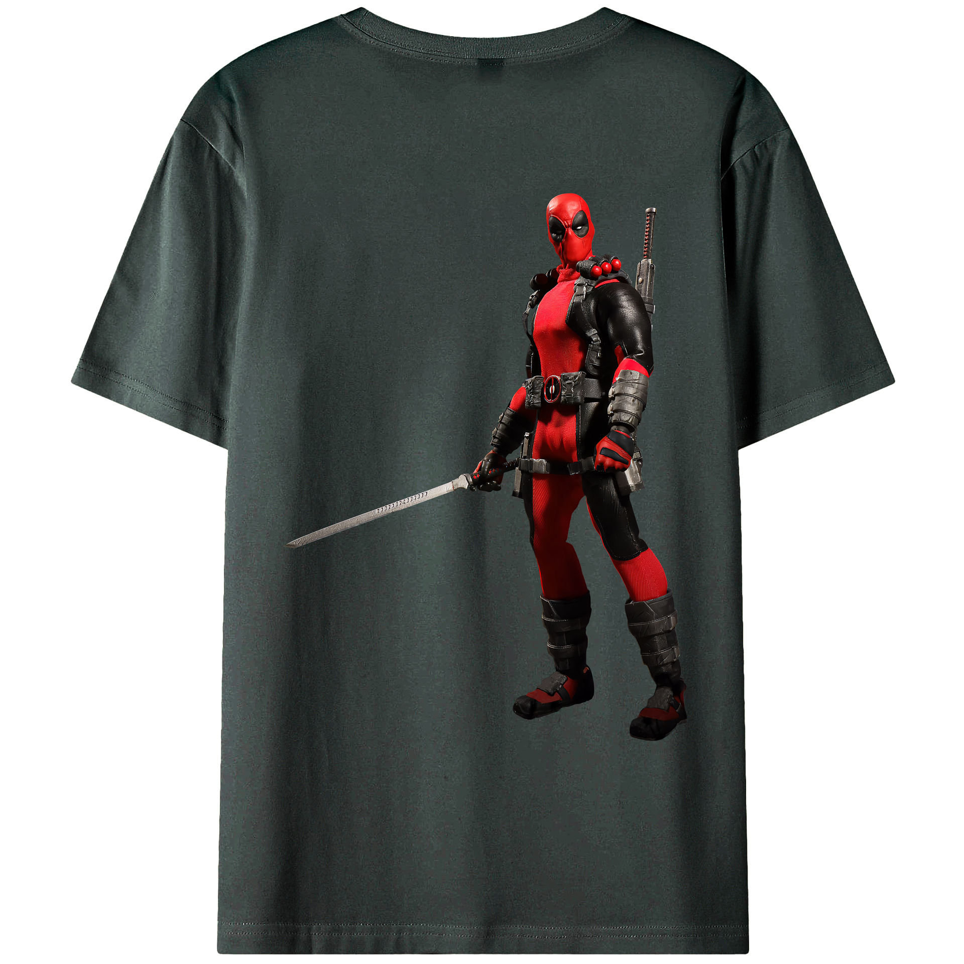 （画像用） Deadpool デッドプール 綿100％ メンズ半袖Tシャツ（バックプリント） 通気性